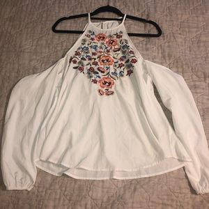 Floral cold shoulder top